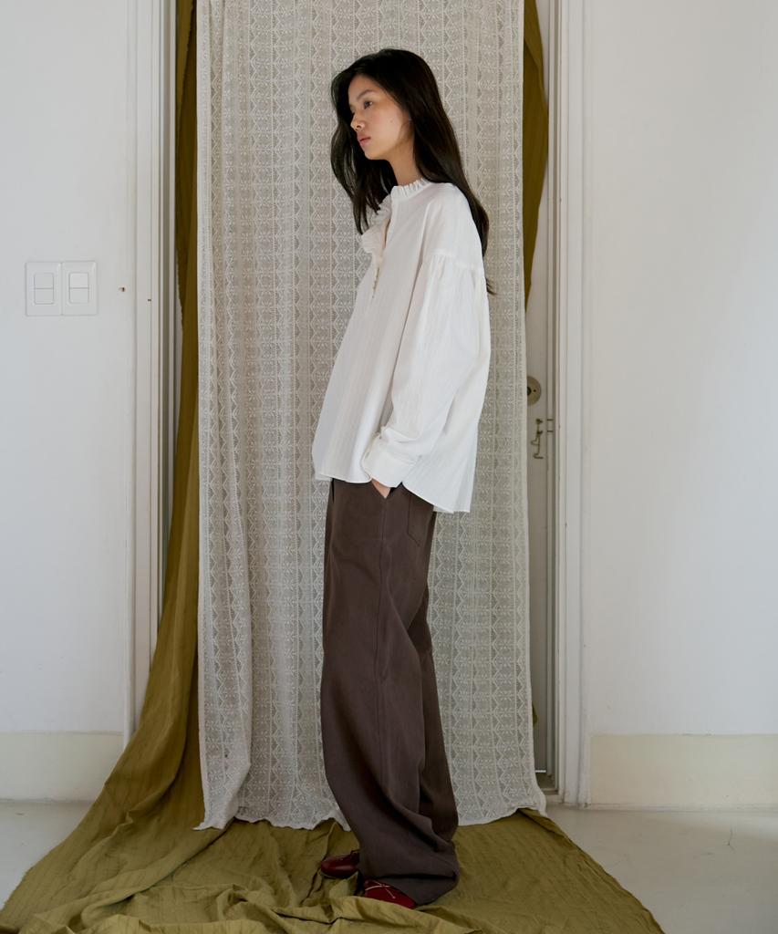 Poeteuseoul Frill Half-Open Blouse_White