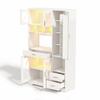 Kitchen Cabinet In Barn Style, Storage and Display Cabinet with Adjustable Shelves, Drawer, Color-Changing LED and Sockets, 185 × 105 × 40 Cm.