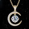 Moissanite Main Stone, Sterling Silver Ladies Pendant Necklace,Moon Sun Element Round Moissanite Pendant Fashion Holiday Gift Jewelry Anniversary Gift