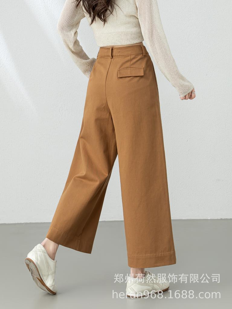 Pantalon large ample en coton et lin haut de gamme pour femme - Printemps Décontracté Neuf Points
