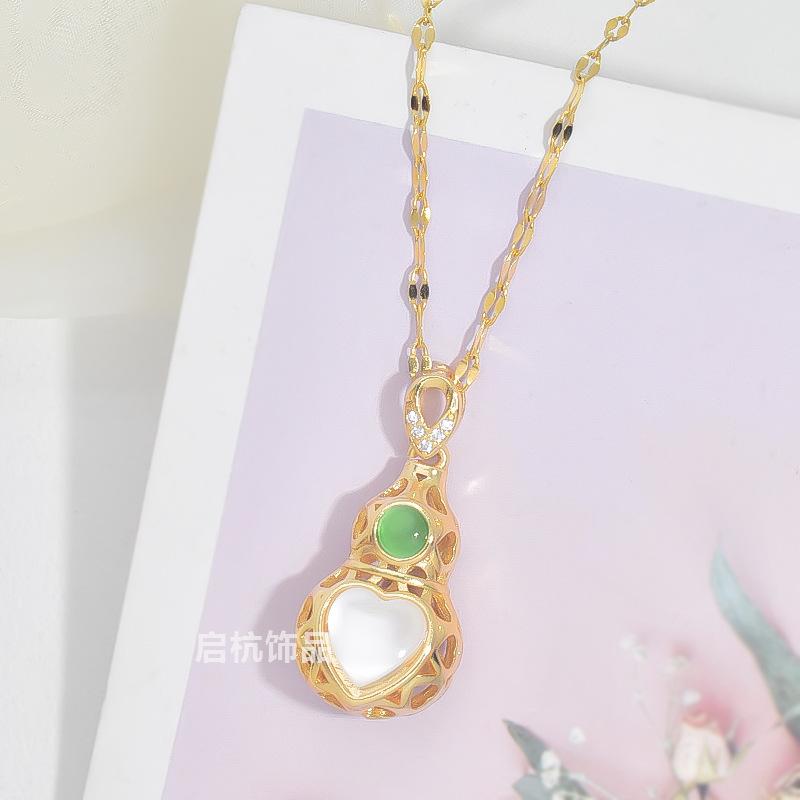 

Полое ожерелье-тыква Женское легкое роскошное ретро универсальное нефритовое подвеска аксессуары