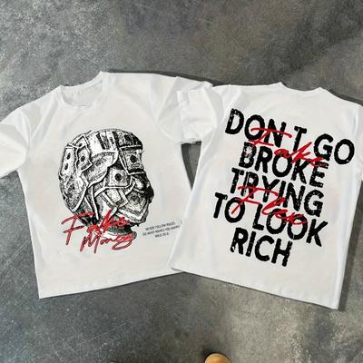 T-shirt Grafica American New Neutral Fly Rich Stampata Unisex Y2K Estiva a Maniche Corte Oversize Top Street