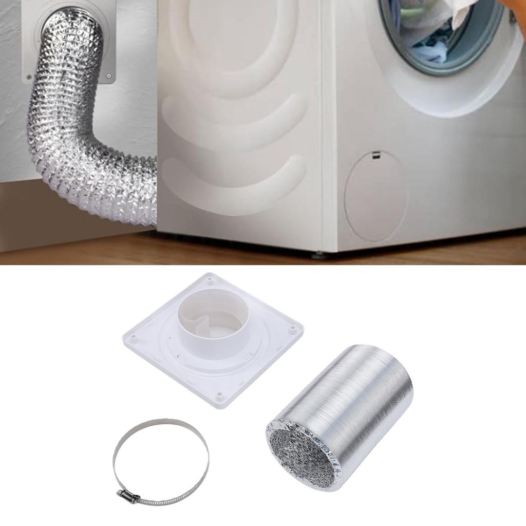 Dryer Vent Connection Kit Fit 4 Inch Duct Quick Connect Coupling Wall Flange Plate Aluminum Foil Hose and Clamp for Bathroom