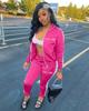 European and American Women's Fashion Letter Embroidery Zipper Sport Casual Two-Piece Set
