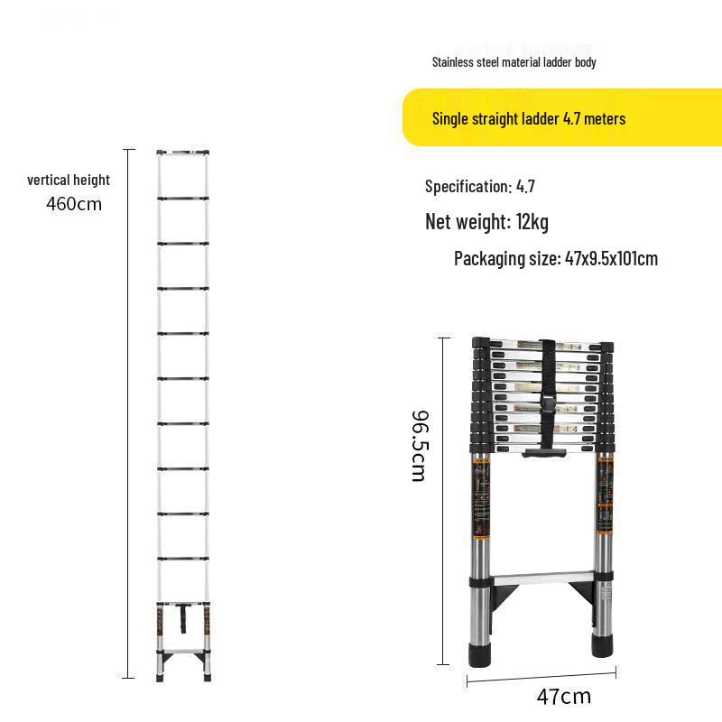Stainless Steel Telescopic Aluminum Alloy Folding Step Ladder