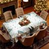 Christmas Theme Round Table Cloth, Santa Claus Elk Snow Pattern, Table Decoration Cloth, Festive Atmosphere