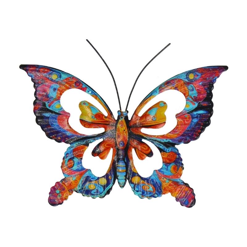 Hollow Out Colorful Metal Butterfly Wall Art Decoration Garden Ornament Outdoor Indoor Iron Sculpture Wall Hanging Decor