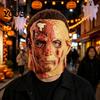 Breathable Latex Headpiece Horror Character Mask, Scary Halloween Full Head Mask with Adult Masquerade Party Wig, Costume for Cosplay Props Realistic