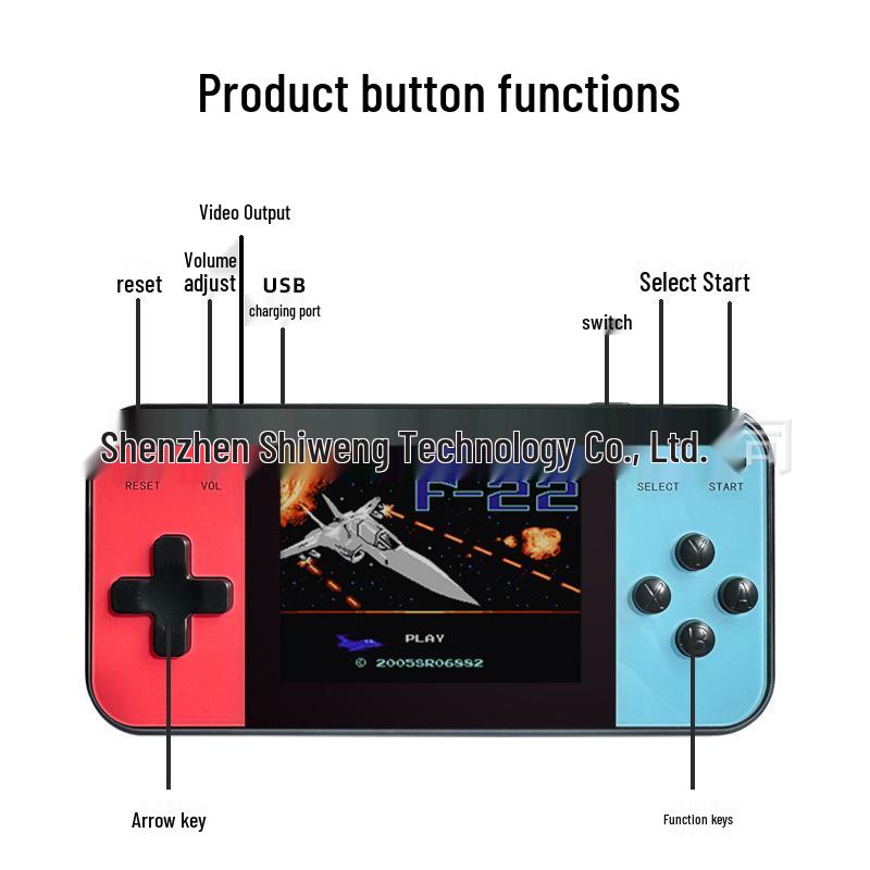 Rechargeable Q8 Handheld Game Console - 600 Classic Games, Nostalgic Horizontal Color Screen, Two-Player Capability.