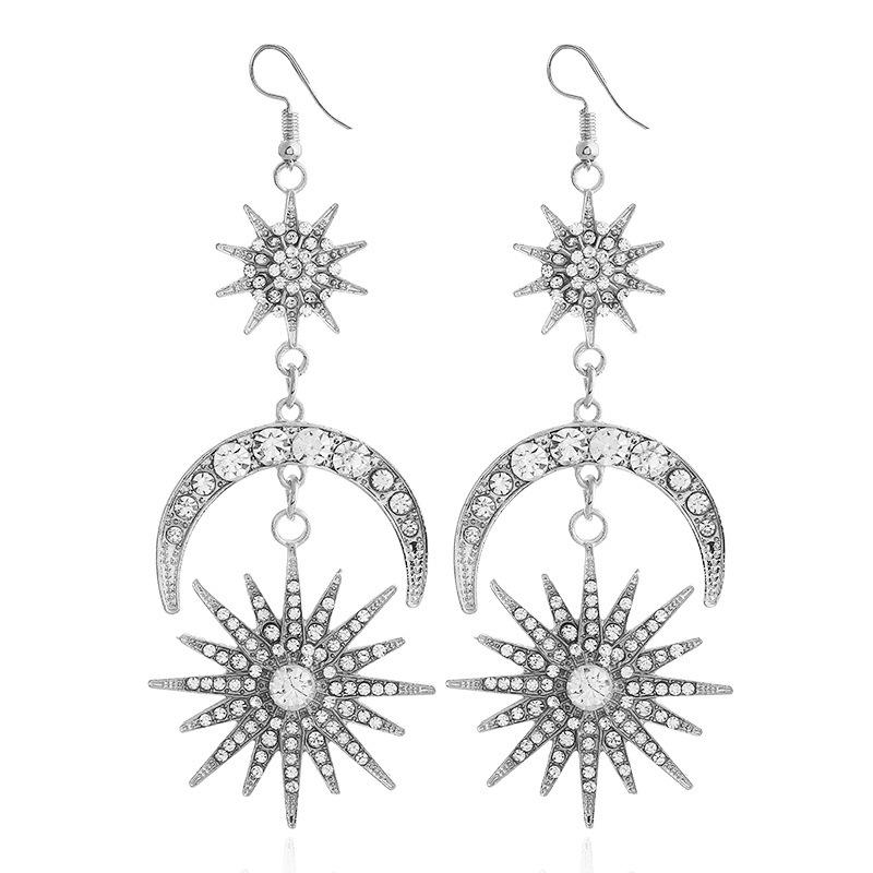 Wish Earrings Fashion Exaggeration Sun Moon Earrings Alloy Earrings Earrings