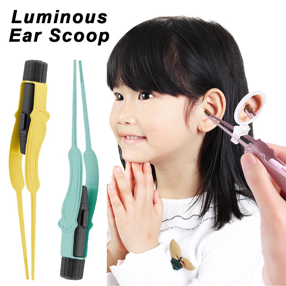 Baby Ear Cleaner Spoon Ear Digger & Tweezers LED Flash Light Visual Children Earpick Visual Children Earpick Ear Cleaning Kit