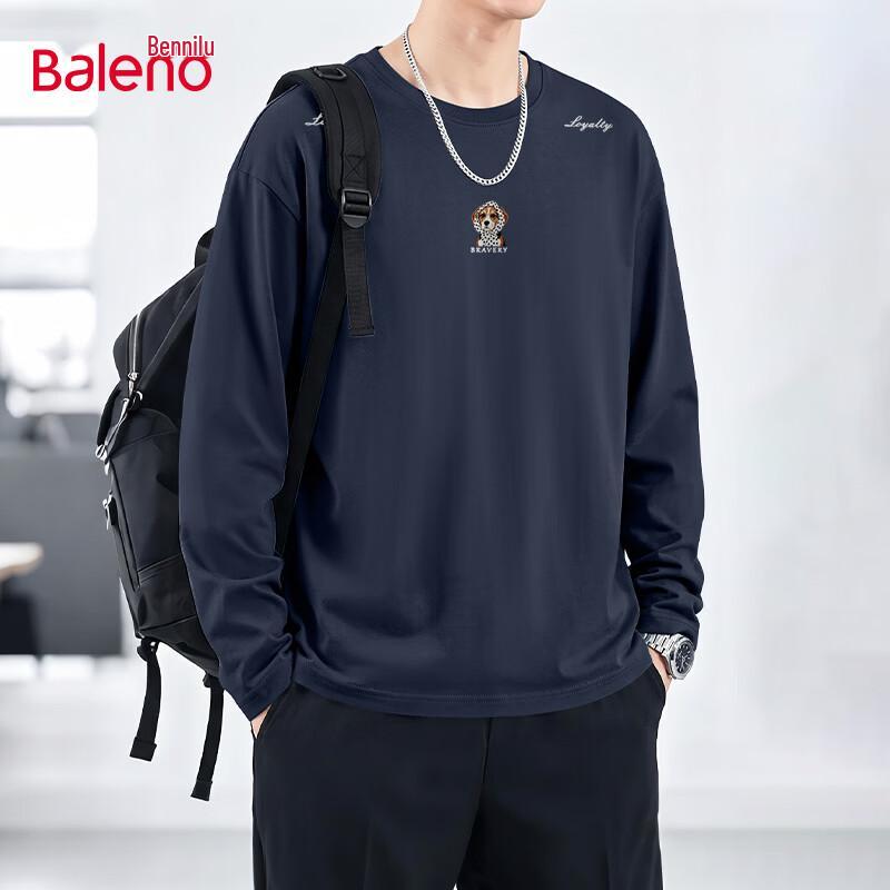 Baleno Men's Long-Sleeve Pure Cotton Casual Crewneck T-Shirt