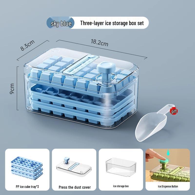 Food-Grade Ice Cube Mold with Lid for Homemade Ice Storage