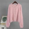 Faux Mink Knit Cardigan for Women Soft Fuzzy Sweater 2026 Fall Winter Fashion Warm Outerwear