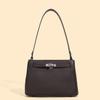 Simple Casual Small Square Bag Versatile Cowhide Lock Shoulder Messenger Bag
