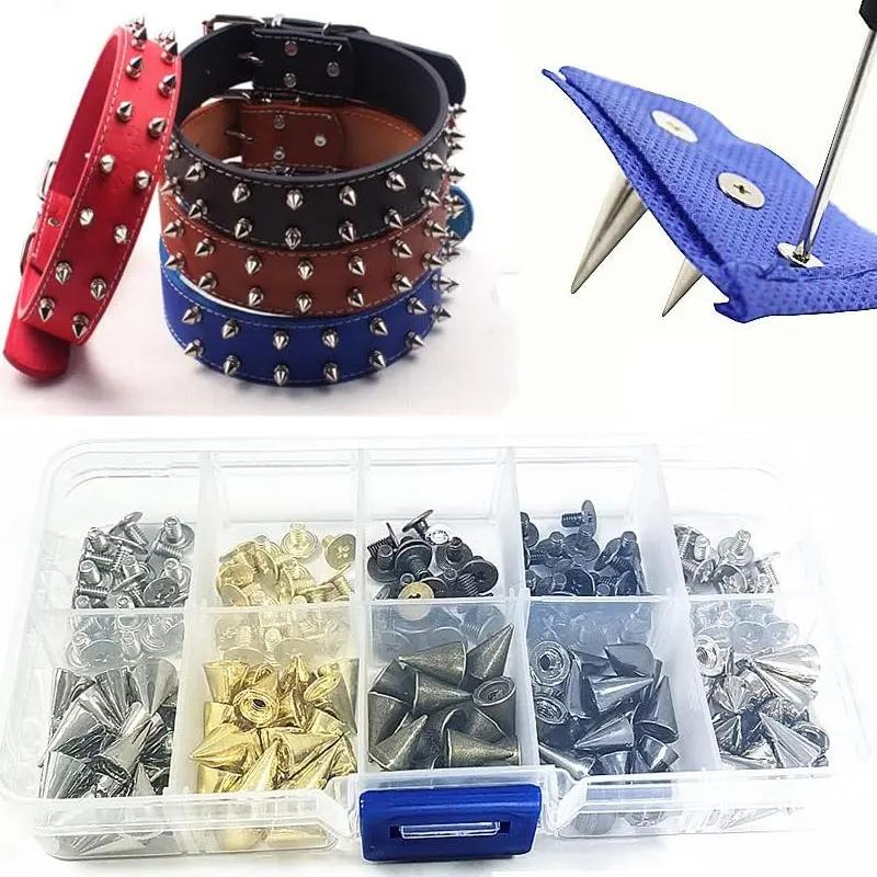 10-100Set Bullet Cone Spike and Stud Metal Screw Back for DIY Leather Craft Cool Rivets Punk Stud Coincal Layer 7X10mm