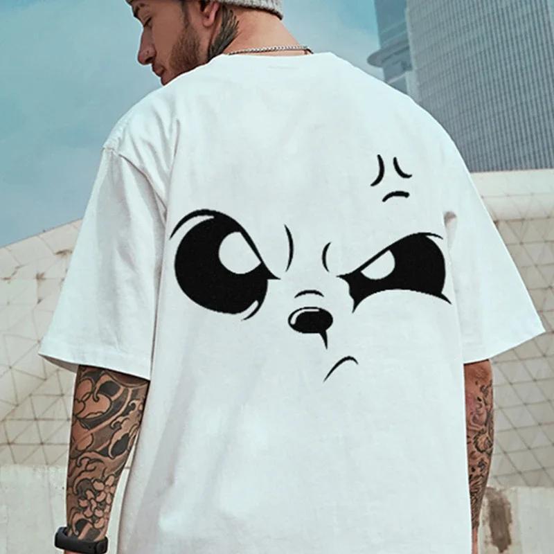 

2024 Мужская футболка с коротким рукавом в стиле хип-хоп, повседневная уличная одежда с принтом Angry Blink, летняя мода Harajuku Y2K, уличная одежда S бежевый