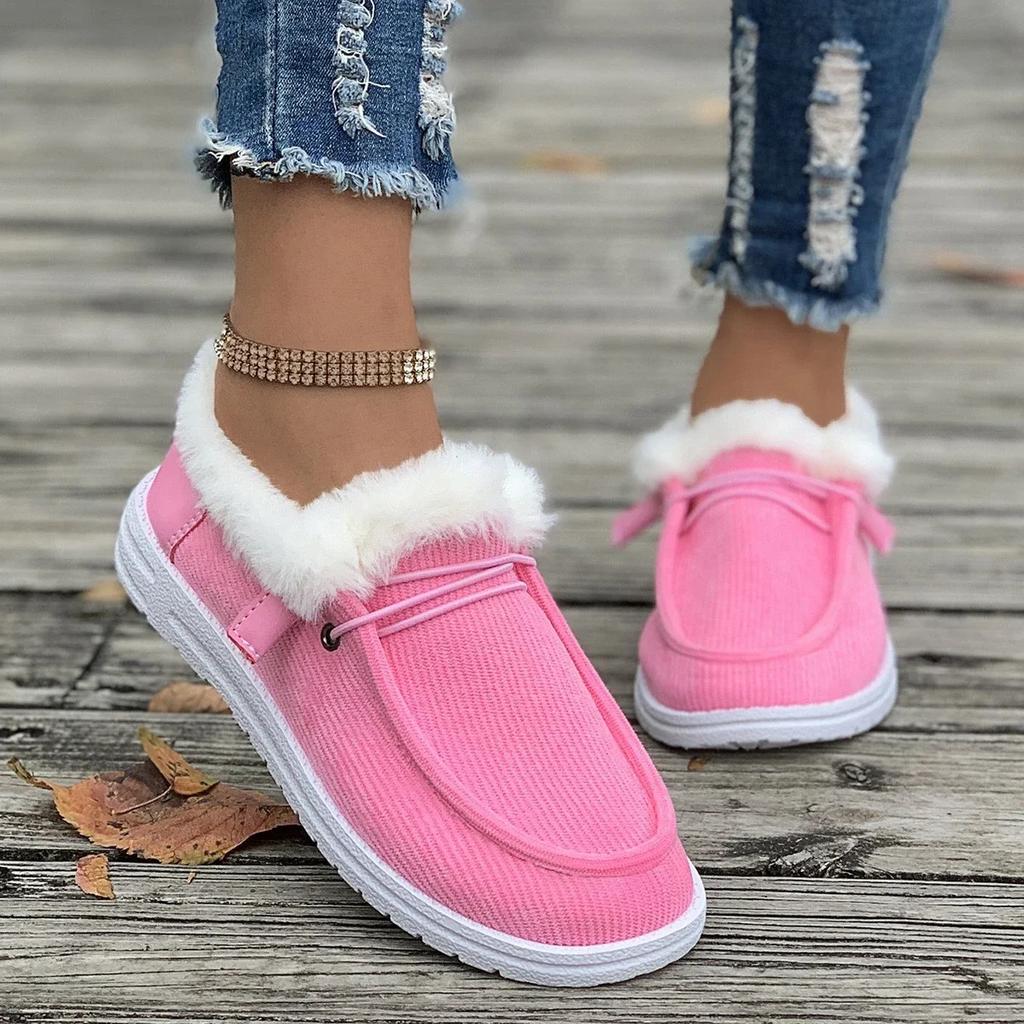 Mode Damenstiefel Plus Samt Verdickte Haarige Stiefel Große Größe Bequeme Baumwollschuhe Frau Winter Neu Dicke Sohle Schneestiefel Weiblich