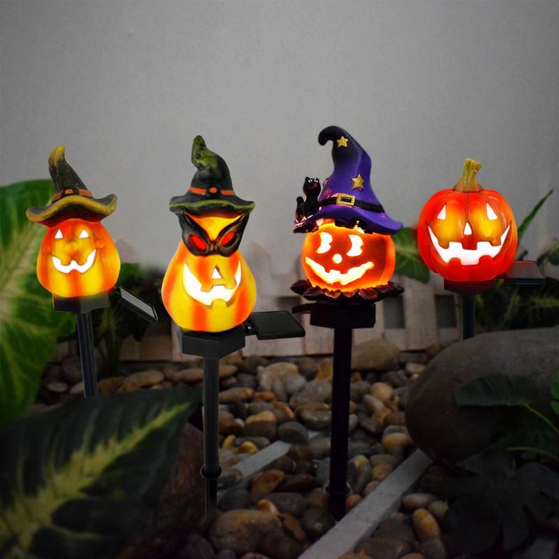 Halloween Solar Powered Pumpkins Outdoor Lights Creative Atmosphere Layout Waterproof Courtyard Garden Scenery Decorative Gift