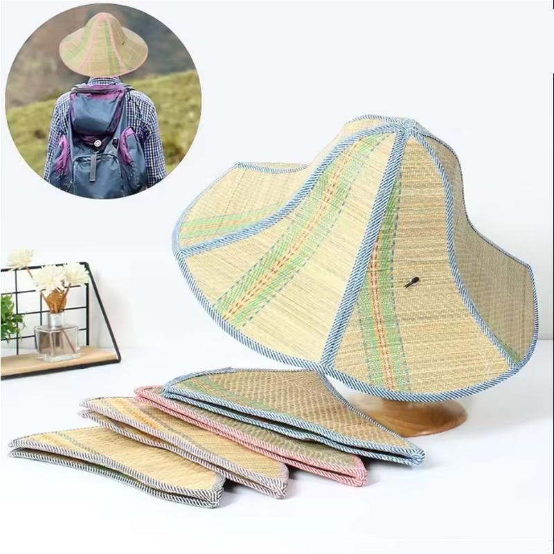 Men Fishing Sunshade Hats Women Foldable Straw Hat Rattan Anti-ultraviolet Fisherman's Cap Big Visors For Hiking Travel Camping