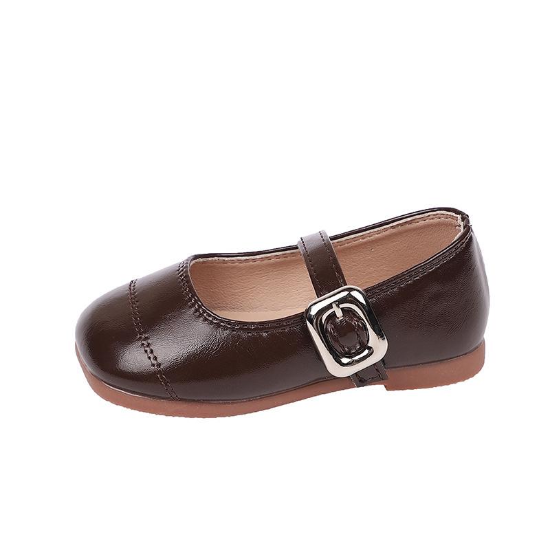 2026 Spring/Summer Girls' Silver Mary Jane Leather Shoes - Retro Low-Cut, Non-Slip for Toddlers & Young Children