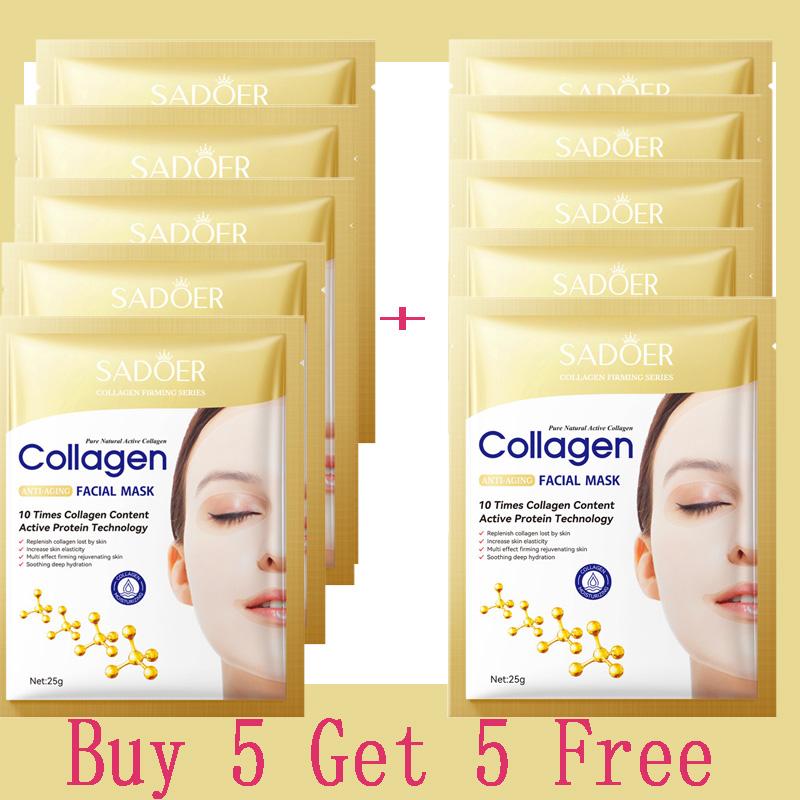10 Stück Kollagen Anti-Falten Gesichtsmaske Anti-Aging Feine Linien mindern Straffe Haut Feuchtigkeitsspendend Aufhellend Hautpflege Koreanische Kosmetik 10pcs