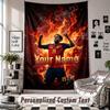 Wall Hanging Tapestry With Custom Name & Text, Lamine Yamal Decorative Tapestry For Bedroom