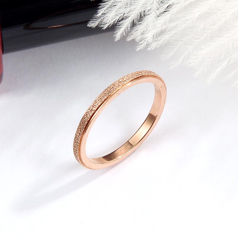 Rose Gold Titanium Steel Sandblasted Rings for Couples - Women's Fashion Jewelry