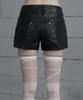 ETRE AU SOMMET Crack Leather Zipper Pocket Hot Pants (Black)