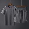 Mens Sportswear Set Short Sleeve Quick Dry Gym Training Tracksuit Breathable Athletic Wear Workout