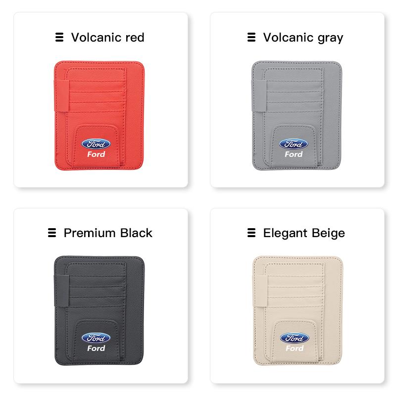 Car PU Leather Sun Visor Sunglasses Ticket Card Storage Bag Accessories For Ford ST Line Focus Fiesta Puma Ranger Kuga MAX F150