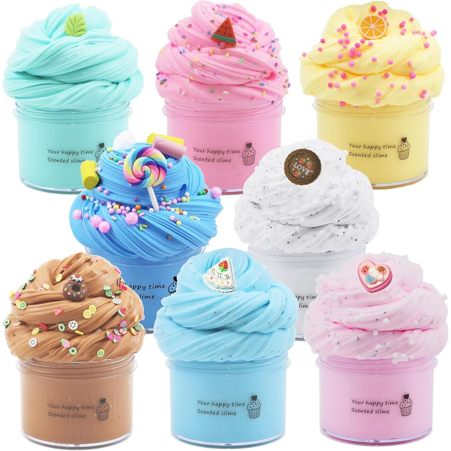 8 Pack Butter Slime Kit for Girls,Party Favors Stretchy and Non-Sticky, Stress Relief Toy for Boys,Soft DIY Slime for Kids S12