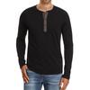 Men's Fashion Casual Front Placket Long Sleeve Color Cotton T-Shirts
