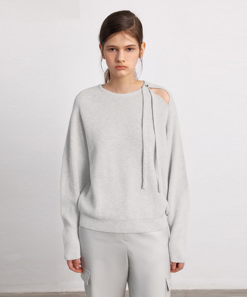 AVA MOLLI Cut Out Ribbon Detail Kn (L/Grey)