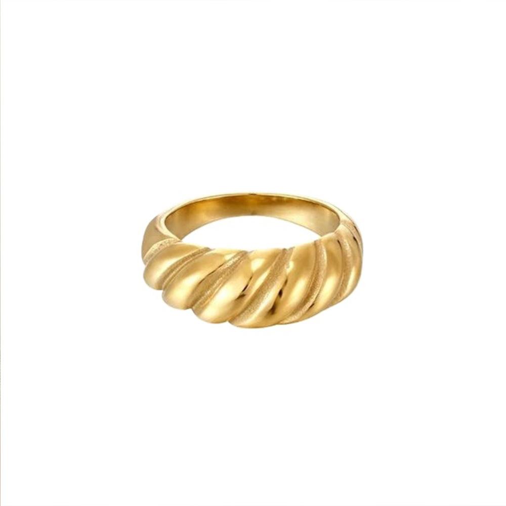 European and American style 18K vacuum plating stainless steel ring French jewelry style croissant female ins style no. 6