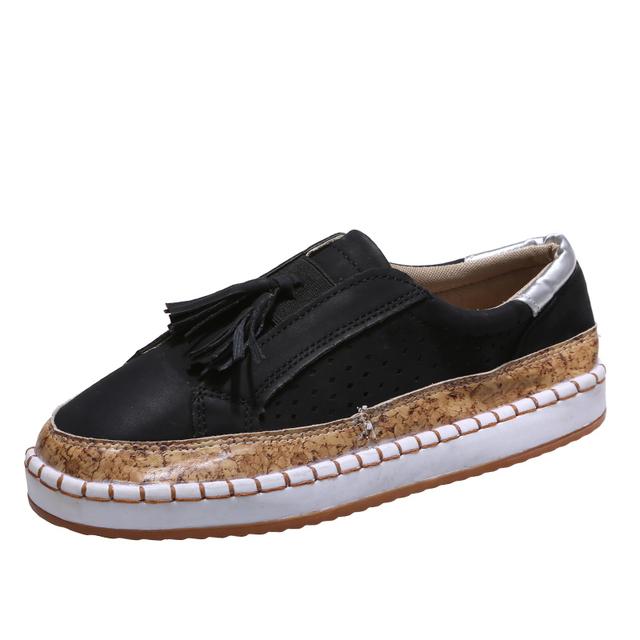 

Обувь с кисточками в стиле ретро, ​​женские повседневные лоферы на плоской подошве с вырезами, женские кроссовки без шнуровки, спортивные кроссовки из искусственного нубука, Zapatos De Mujer 38 чёрный