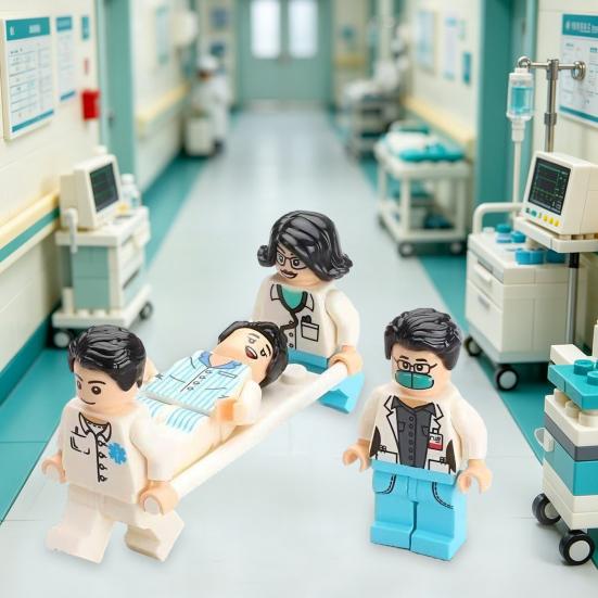 Mini Medical Scene Figures Set with Patient Nurse Doctor And Equipment Miniature Building Block Set for Pretend Play DIY Micro Landscape