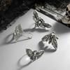 SHIXIN 4pcs/set Gothic Moth Skull Adjustable Open Ring for Women Punk Silver Color Butterfly Knuckle Ring Halloween Jewelry 2026