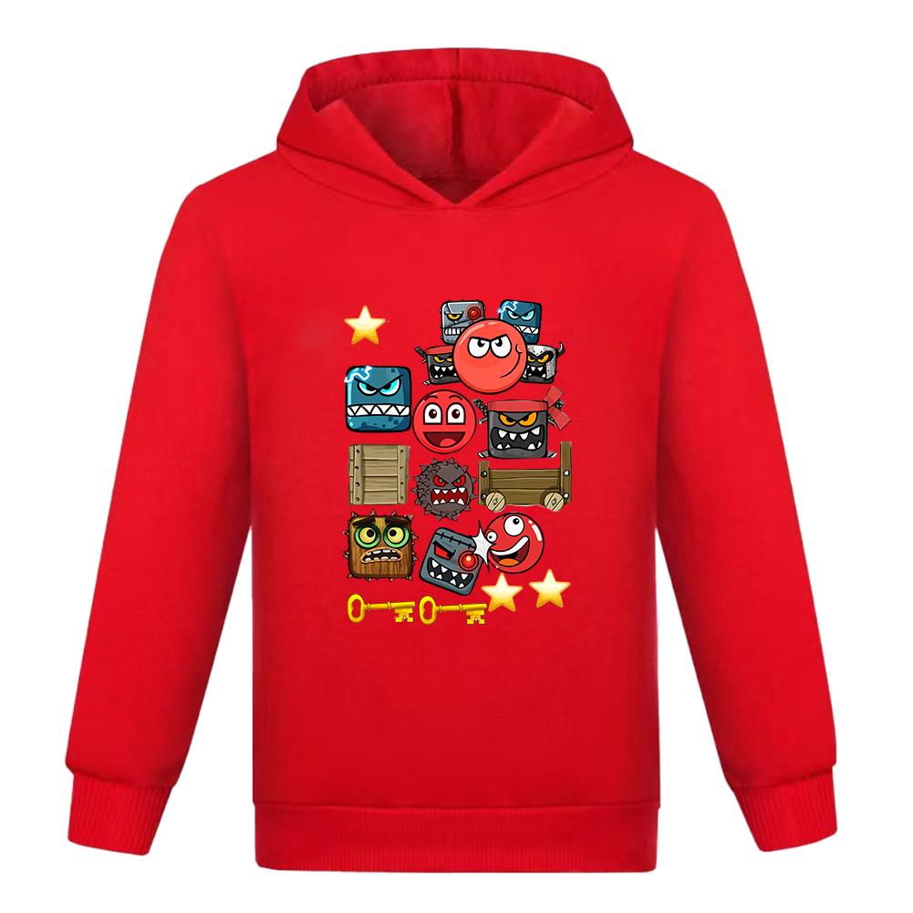 Hot Sale Kids Sweatshirts Red Ball 4 Print Cartoon Children Hoodies Fashion Baby Pullover Casual Outwear Tops Girls Boys Clothes
