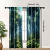 2pc    Curtain forest scenic Versatile Durable Polyester  Without Electricity Festive Wall Decor Perfect for Holiday Decorations