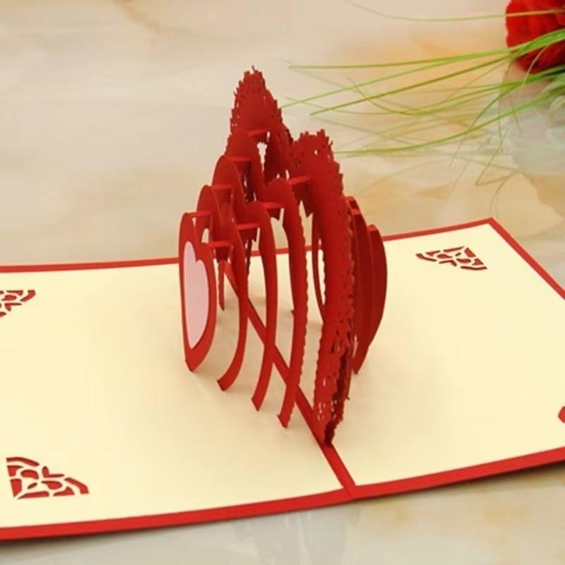

3D стерео ручной работы Pop Up рождественские приглашения на свадьбу, день рождения, поздравительные открытки, подарки, приглашения на вечеринки(цвет: красный) A