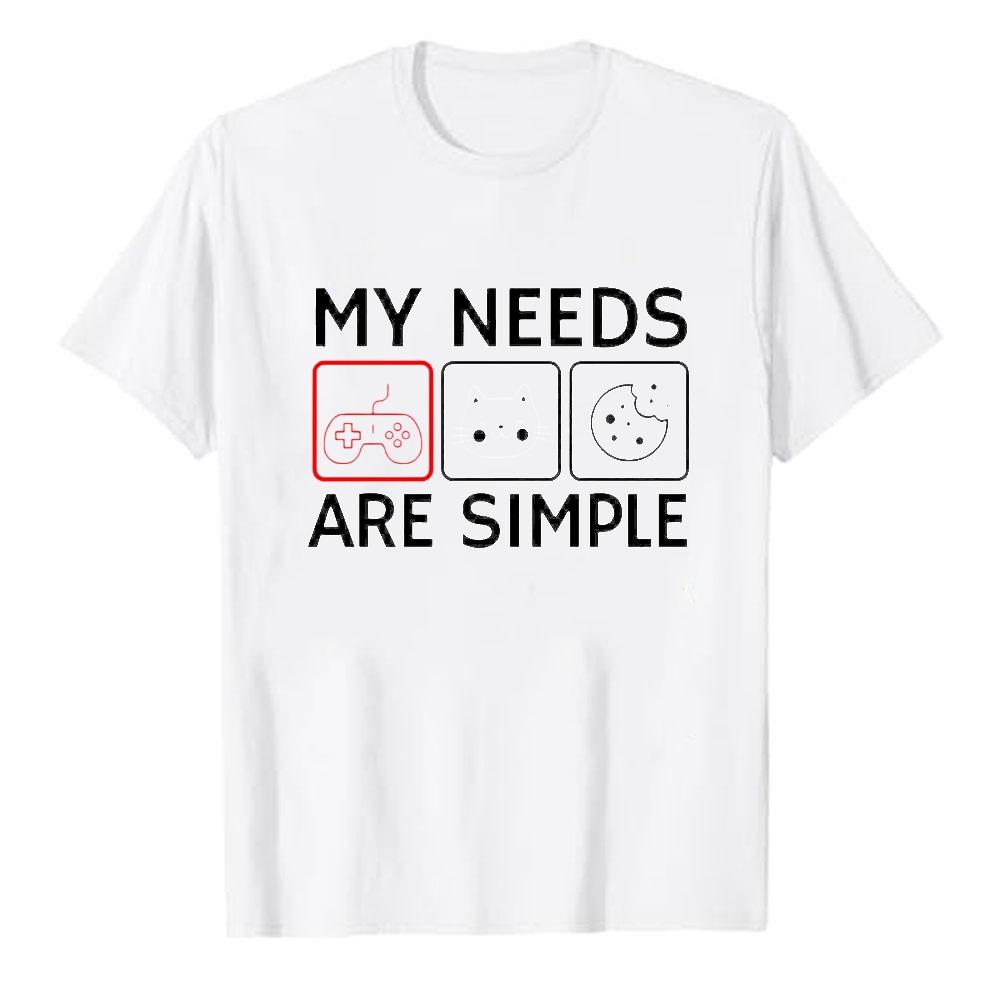 My Needs Are Simple Game Controller Cat Cookie Graphic Modal TShirt Soft Lightweight Gamer Cat Lover Casual Streetwear Tops Tee