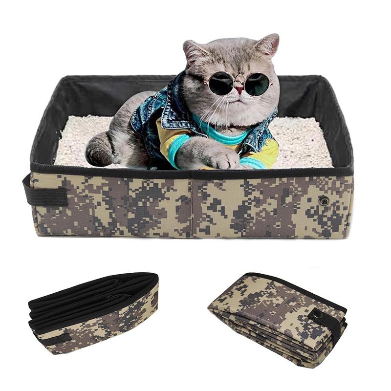 Portable Waterproof Foldable Cat Litter Box with Storage Bag