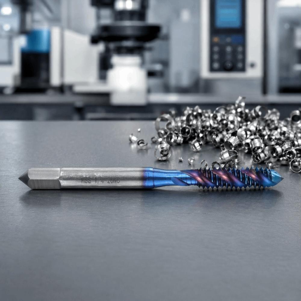 6pcs Blue Coated Tapping Drill Bit High Speed Steel Machine Tap Bit Screw Thread Tap  For Wood
