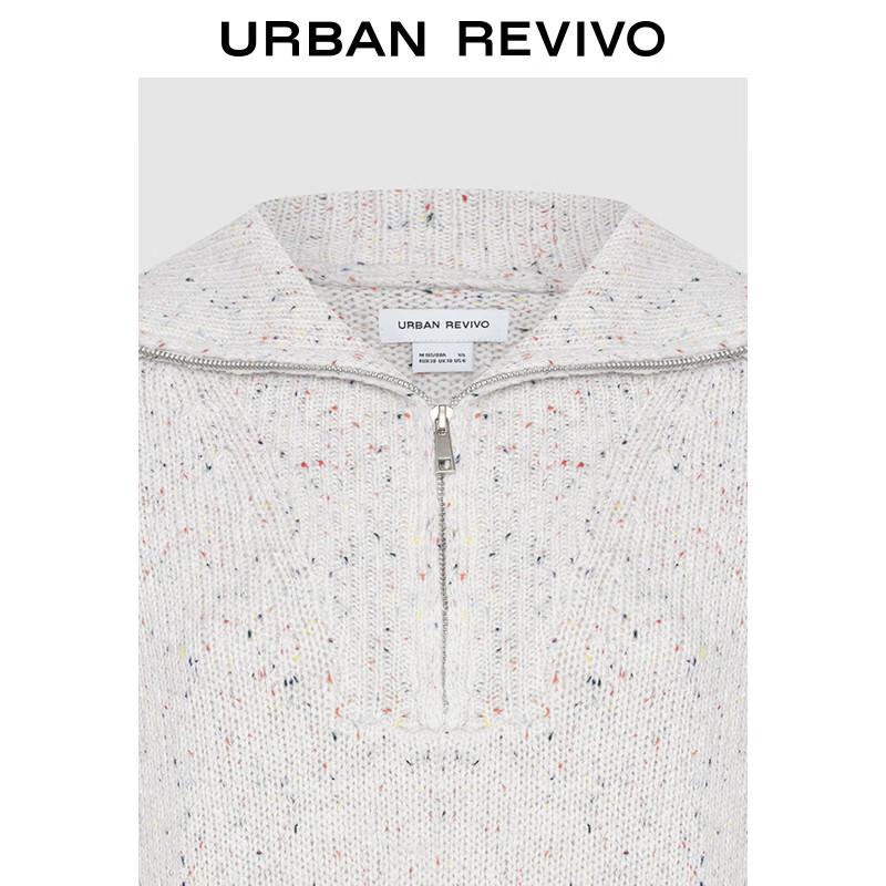 UR Damen 2024 Herbst/Winter Strickoberteil mit Reverskragen und Reißverschluss, lockere Passform