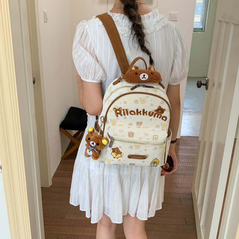 Schoolbag cartoon ins niche design cute bear backpack women's fashion versatile cute polka dot attendance student backpack