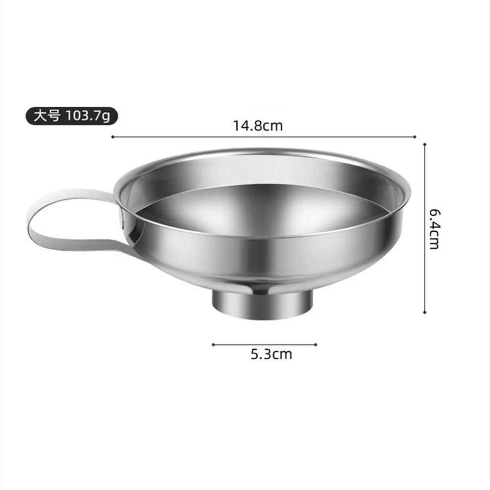 Huiyu Funnel, 304 Stainless Steel, Bottle Oil Strainer, Wide-Mouth Funnel, Filter, Pouring Tool, Large, 103.7g (1 Piece)