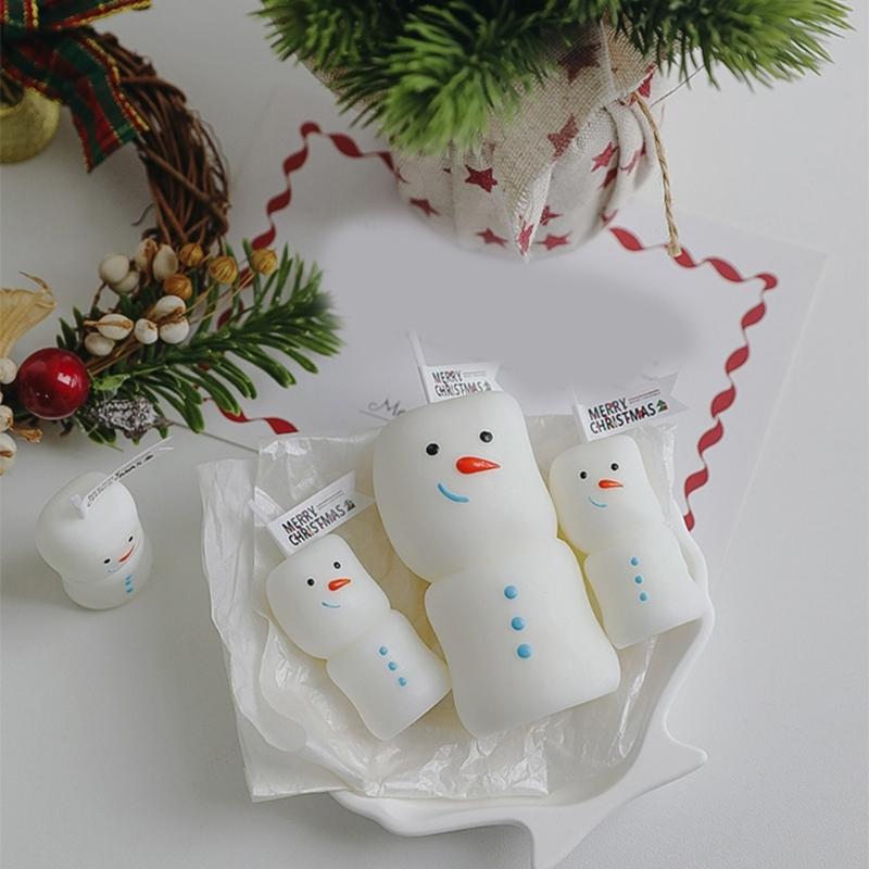Holiday Snowman Candle Set 2Pcs Soybean Wax Blend Long Burning Festival Fragrances Decorative Storage Designs