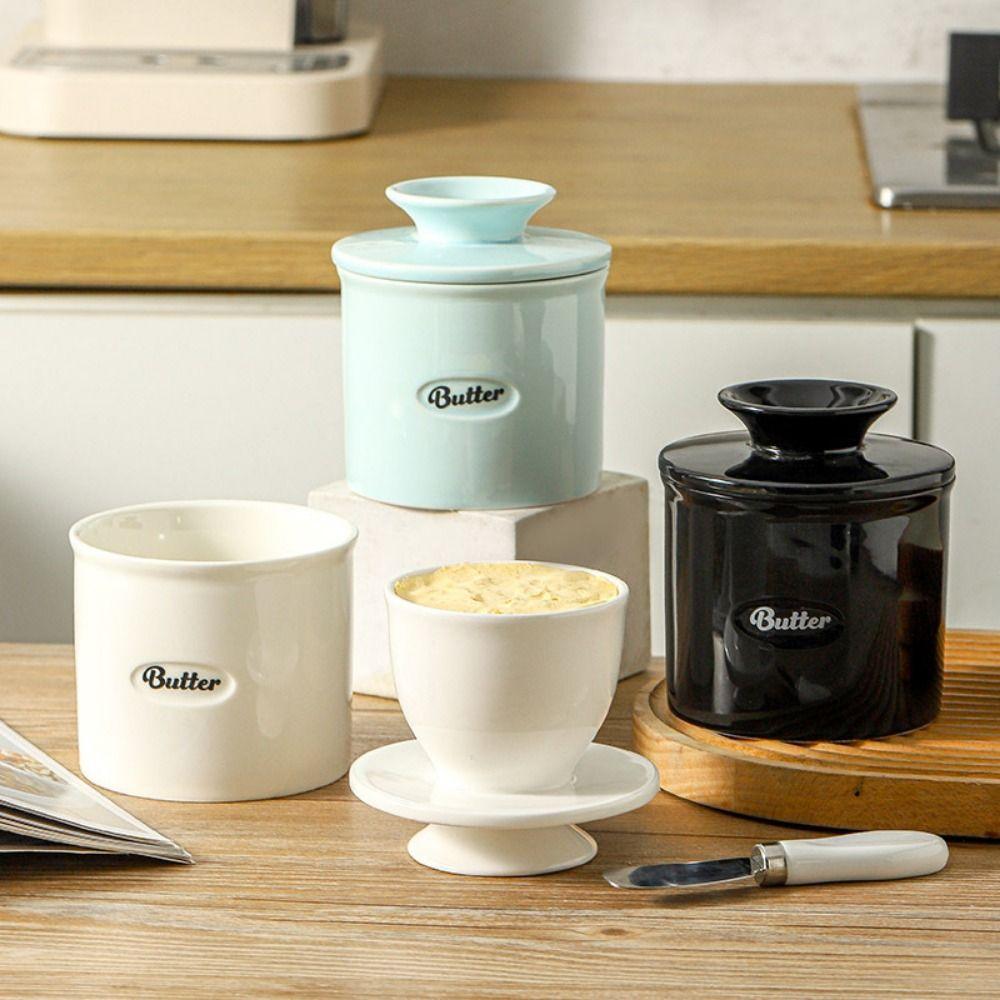 With Lid Ceramic Butter Crock Large Capacity Butter Jar Convenient Cheese Keeper  Farmhouse