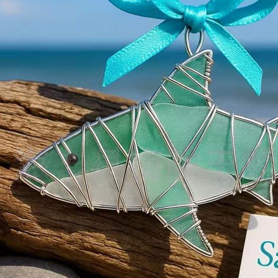 Coastal Christmas Ornaments Ocean Themed Sea Glass Ornaments Acrylic Seahorse Dolphin Turtle Nautical Xmas Tree Ornament for Home Party Decor